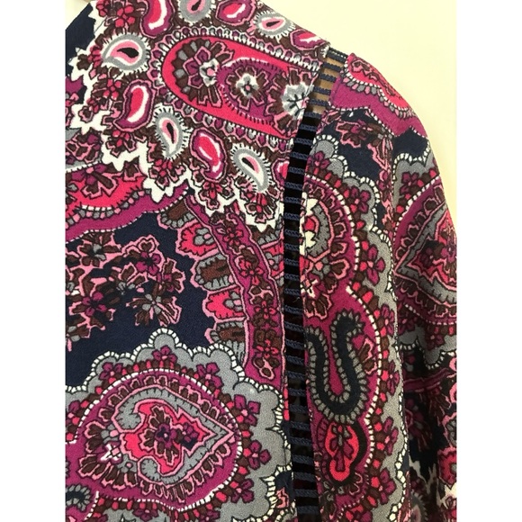 Talbots Pink Purple Paisley Tulip 3/4 Sleeve Blouse Top Petite Medium MP - Picture 8 of 11